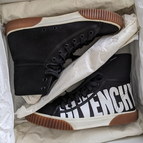 Givenchy Boxing Cotton Canvas Graphic Logo Sneakers Black - Picture 7 of 16